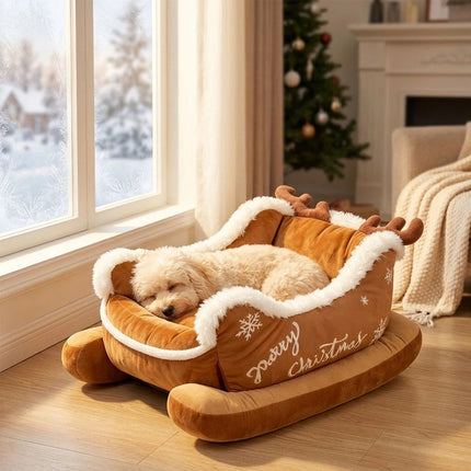 Dog Sleigh Bed, Santa Reindeer  Dog Bed,Christmas Sleigh-Shaped Dogs Beds AU