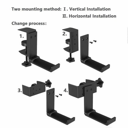 Headset Hanger Headphone Hook Holder Desk Mount Stand with Foldable Clamp