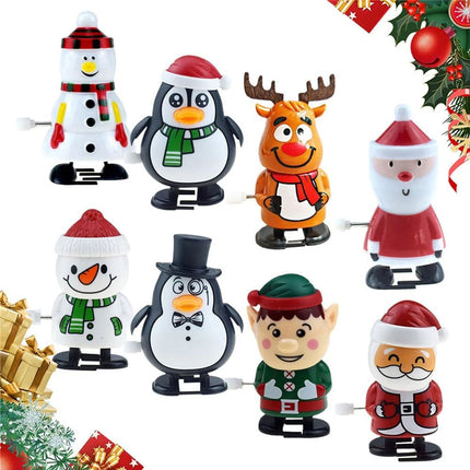 8 Pack Christmas Wind Up Walking Toys Metal Mechanical Figures Party Favors