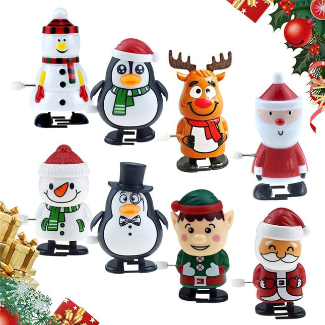 8 Pack Christmas Wind Up Walking Toys Metal Mechanical Figures Party Favors