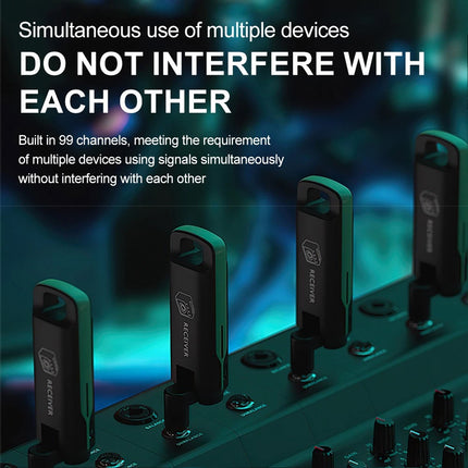 WS-70 Guitar Wireless System 100 Channel Rechargeable Audio Transmitter Receiver