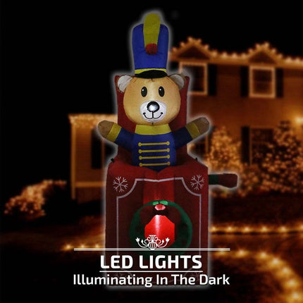 Inflatable Christmas Telescoping Bear From Gift Box W/ LED 1.54M Xmas Decor