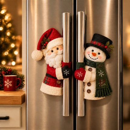 Santa Style Handle Huggers Snowman Handles Refrigerator Handle Covers Xmas