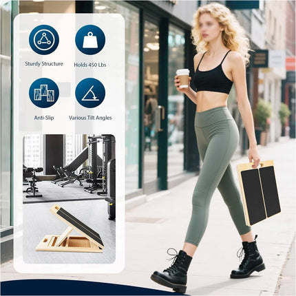 Adjustable Non-Slip Wooden Slant Board Incline Calf Stretcher Gym Exercise