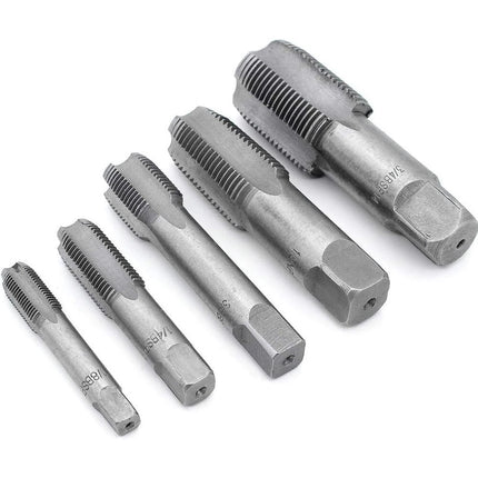 5Pc HSS Taper BSP Pipe Thread Tap Set HSS Screw Cutting 1/8" 1/4" 3/8" 1/2" 3/4"
