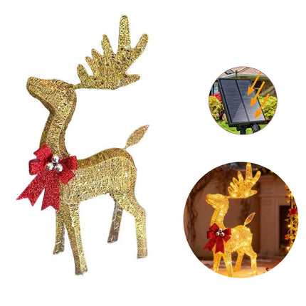 80cm Christmas Decoration Reindeer LED Lights Light up Solar Iron Frame Door
