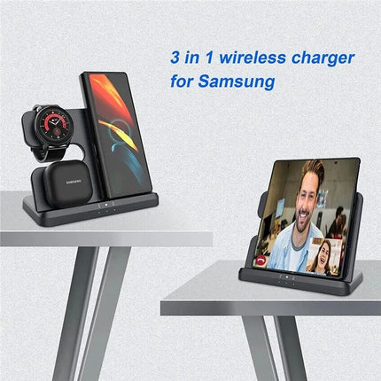 15W Fast Charging Wireless Charger Station Ft Samsung Galaxy Phone Watch Earbuds