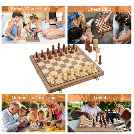 39CM Large Magnetic Chess Wooden Set Folding Chessboard Pieces Wood Board Game