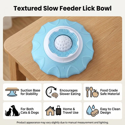 Liquid Food Slow Feeder Licking Dispenser, Rolling Ball-in Lick Bowl Anti-Slip