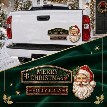 Christmas Car Plaque Set, Holiday Car Emblems Badges for Smooth Body Trim