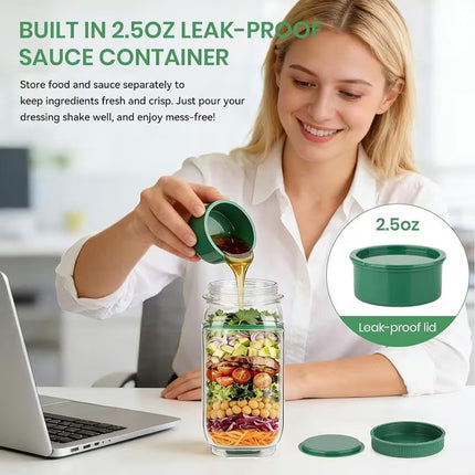 2Pcs Upgrade Salad Container Leakproof Salad Jar Meal Prep Salad Pod Side Opening