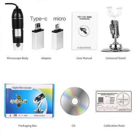 1600X Microscope 8LED Camera Magnifier Tool USB Digital for Android Mac Widows