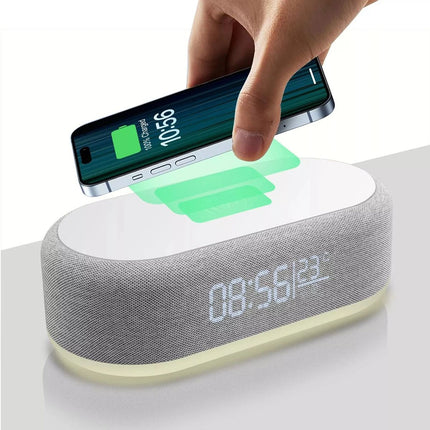 Digital Alarm Clock Charging Station Bluetooth Speaker 15W Wireless Fast Charger