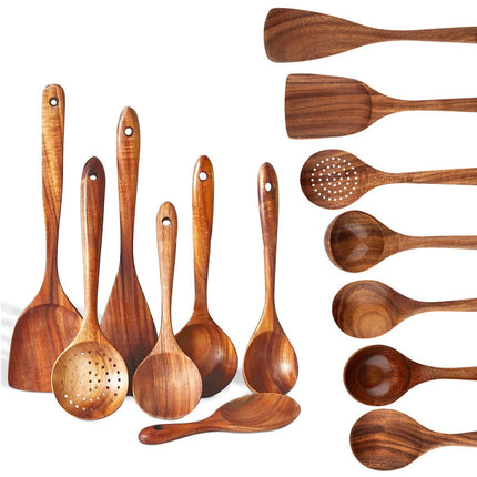 Wooden Utensils Set For Kitchen Messon Handmade Natural Wooden Cooking Spoons