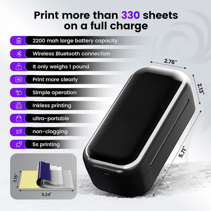 Bluetooth Tattoo Stencil Printer Wireless Thermal Machine with 30 Papers