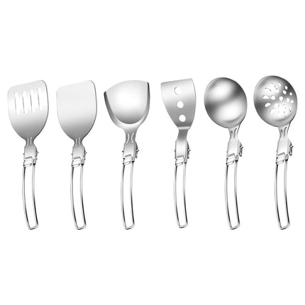 Camping Kitchen Utensil Set 6 PCS Compact Folding Cooking Spoon Spatula Colander