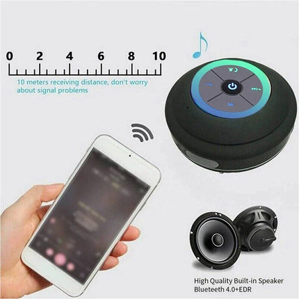 Portable LED Waterproof Wireless Bluetooth Speaker for Shower Bathroom Subwoofer