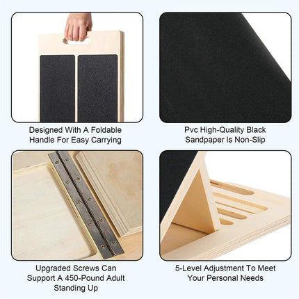 Adjustable Non-Slip Wooden Slant Board Incline Calf Stretcher Gym Exercise