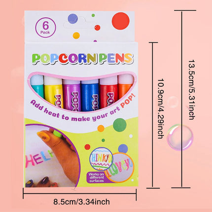 6PCS 3D Magic Popcorn Pens Puffy Paint Bubble Pen  3D Art Pens