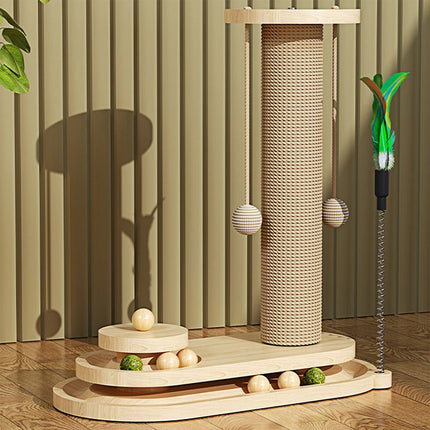 Cat Scratcher Board Oval Turntable Toy Scratching Post Interactive Pet Furniture