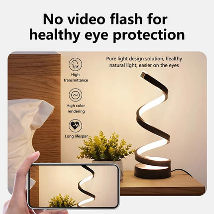 LED Table Lamp Dimmable USB Desk Light Bedside Reading Night Light Spiral Lamp