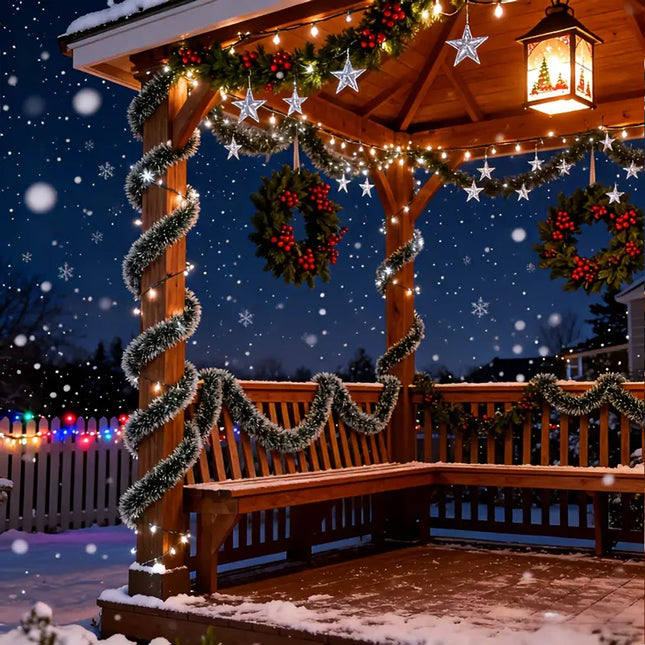 10 Pcs Christmas Tinsel Party Xmas Garland Decoration Tree Home Decor Ornaments Green