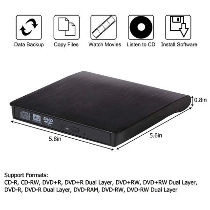 USB 3.0 External DVD CD VCD Writer Burner Reader Player Optical Drive for Laptop