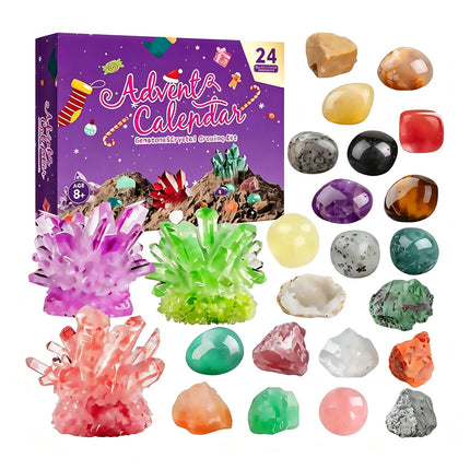 24 Day Christmas Countdown Advent Calendar Gem Mineral Crystal Stone Xmas Gift