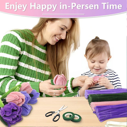 400 Pipe Cleaners Chenille Sticks Stem Assorted Plain Colours Craft 30cm C