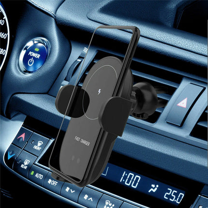 Auto Clamp Wireless Car Charger 15W Fast Charging Phone Holder Windscreen
