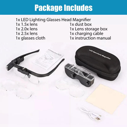 450% Magnifier Glasses W/ Led Light Magnifying Glasses Loupes Reading Sewing