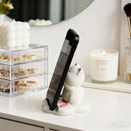 Cat Phone Holder Resin Animal Cell Phone Stand Desk Ornament Home Decor 1 Pack