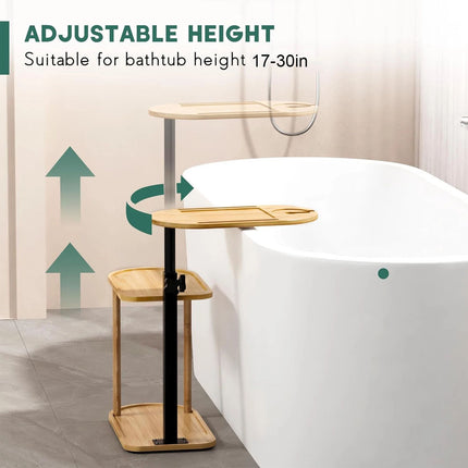 Bamboo Shower Shelf Bathroom Rack Storage Organiser Caddy 3 Tier 360° Rotating