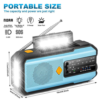 Hand Crank Dynamo Wind Up Solar Portable AM FM Radio USB Charger Light Torch