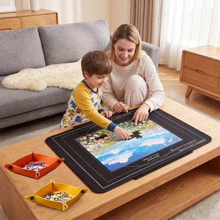 1000pcs Tilting Puzzle Board With 2-in-1 Designed Stand Cover Felt Mat 6 Trays