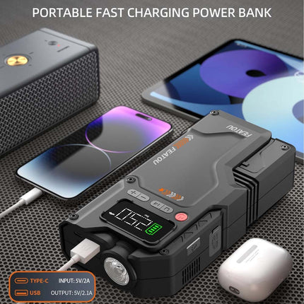8000A Car Jump Starter Power Bank With Air Compressor Battery Booster