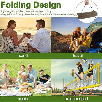 Portable Folding Chair Beach Mat Ultra Light Fishing Pool Garden Lounge Beige
