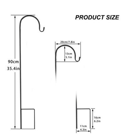 8 Pack Shepherd Hooks 90cm, Plant Basket Hanger Crook, Garden Stakes Bird Feeder Pole