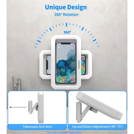 IPX7 Waterproof Phone Holder Touch Screen for Shower Bathroom 6.7" White