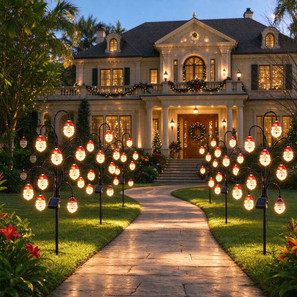 Magical Solar Christmas Stake Lights With Auto-On Weatherproof Garden Pathway Santa Face Light