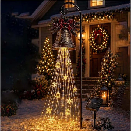 Christmas Bell Magic Fountain, Flowing Snowflake LED Christmas Garden Light