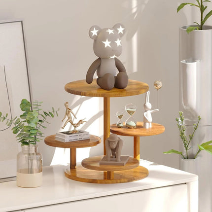 4-Tier Round Wood Cupcake Tower Stand for Birthday, Graduation, Coffee & Tea Party