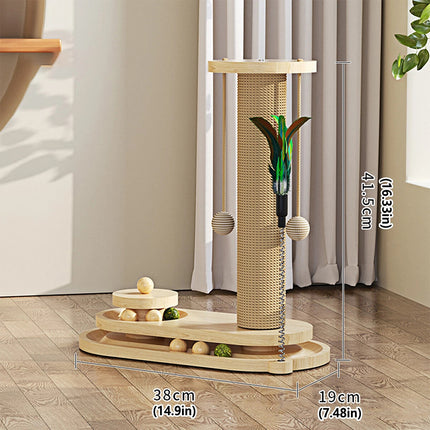 Cat Scratcher Board Oval Turntable Toy Scratching Post Interactive Pet Furniture
