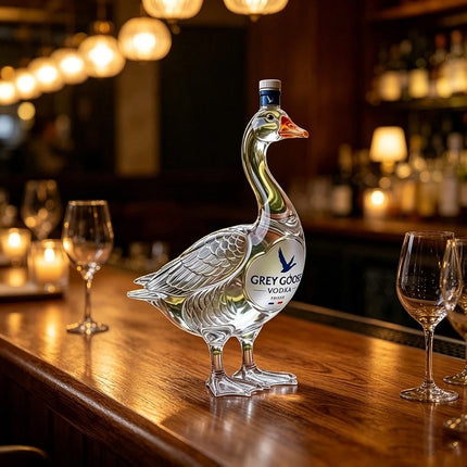3D Sculpted Grey Goose Glass Whiskey Bottle for Home Bar Tabletop