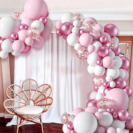 95Pcs Pink White Balloon Garland Arch Kit, Balloon Decorations for Wedding Birthday Party