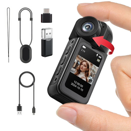 2.7K Portable WiFi Camera Thumb Action Camera Pocket Cam with Lanyard
