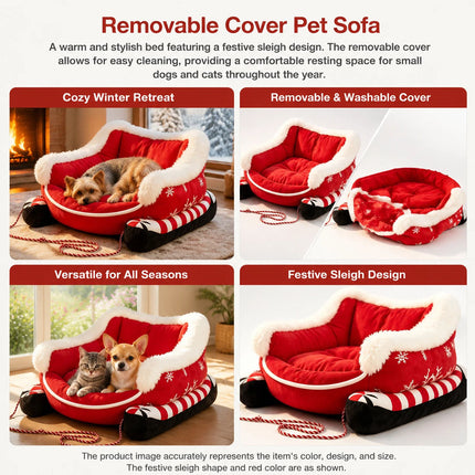 Dog Sleigh Bed, Santa Sleigh Dog Bed,Christmas Sleigh-Shaped Dogs Beds AU