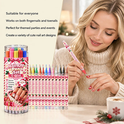 Christmas Nail Art Pens Set 24 Colors Dual-Ended Nail Art Pens Set 12PCS Pen