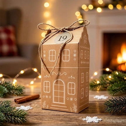 24PCS Gingerbread House Christmas Boxes Cute House Shaped for Xmas Gift Boxes