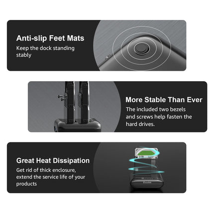 Dual Bay Hard Drive Docking Station USB 3.0 to SATA for 2.5 3.5'' HDD SSD UASP
